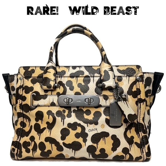 Coach Wild Beast Leopard Swagger Cheetah Animal Print Runway Purse Bag Handbag - Picture 2 of 16